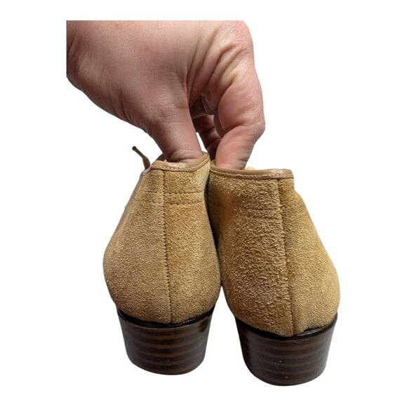 Vtg 1970s Felicities Tan Suede Square Toe Block Heel Lace-Up Chukka Boots 7.5 - Picture 3 of 7